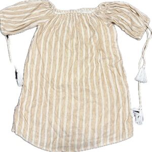 Beige and White Striped Dress